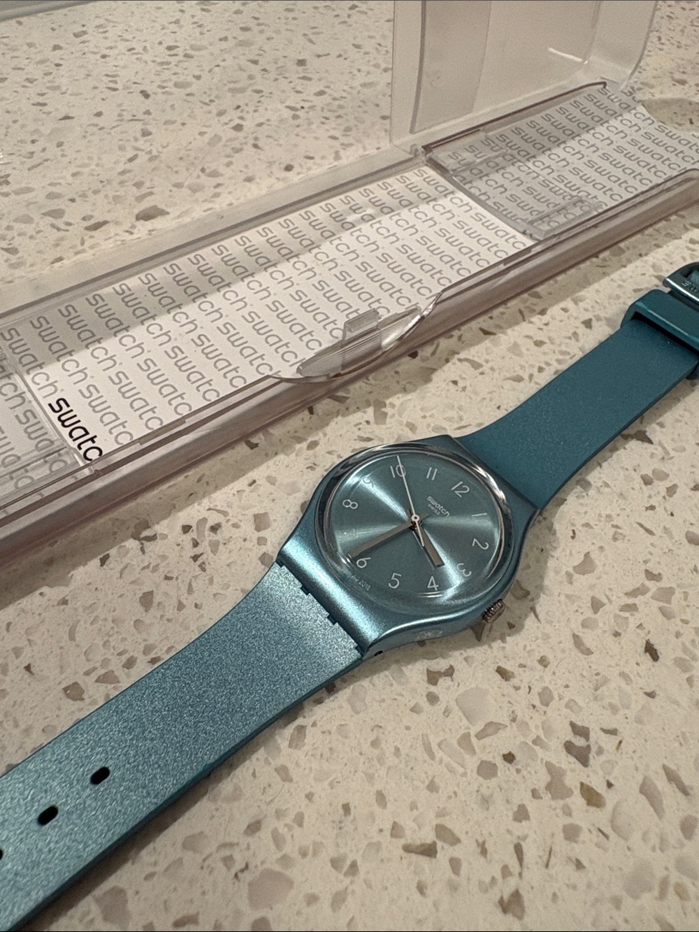 Water resistant Swatch Metallic Teal Analog Watch